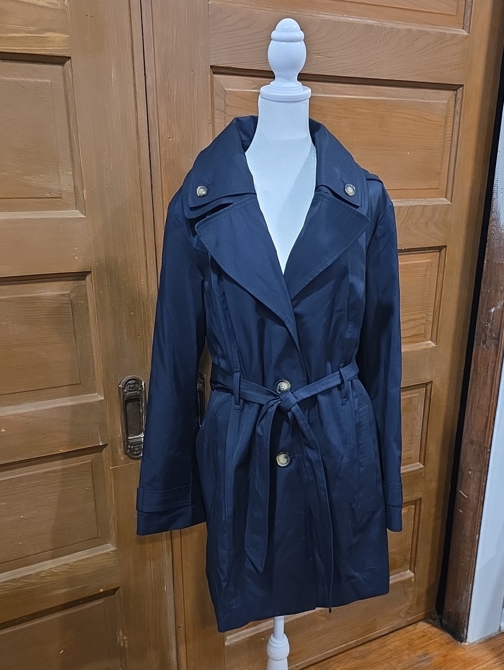 London Fog Navy Belted Peacoat with Gold Buttons